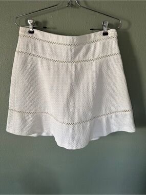 Banana Republic White Jacquard Textured Flare Mini A-Line Skirt | S